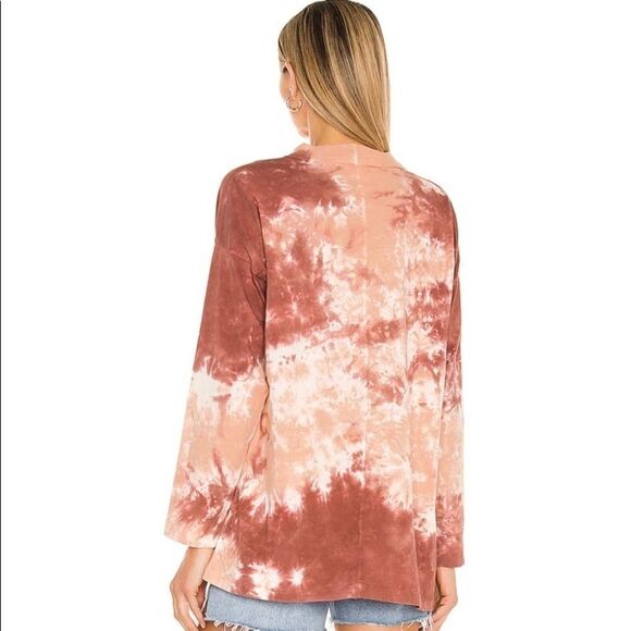 Free People Tie-Dye Long Sleeve Top in Pink and Cream - Picture 4 of 13
